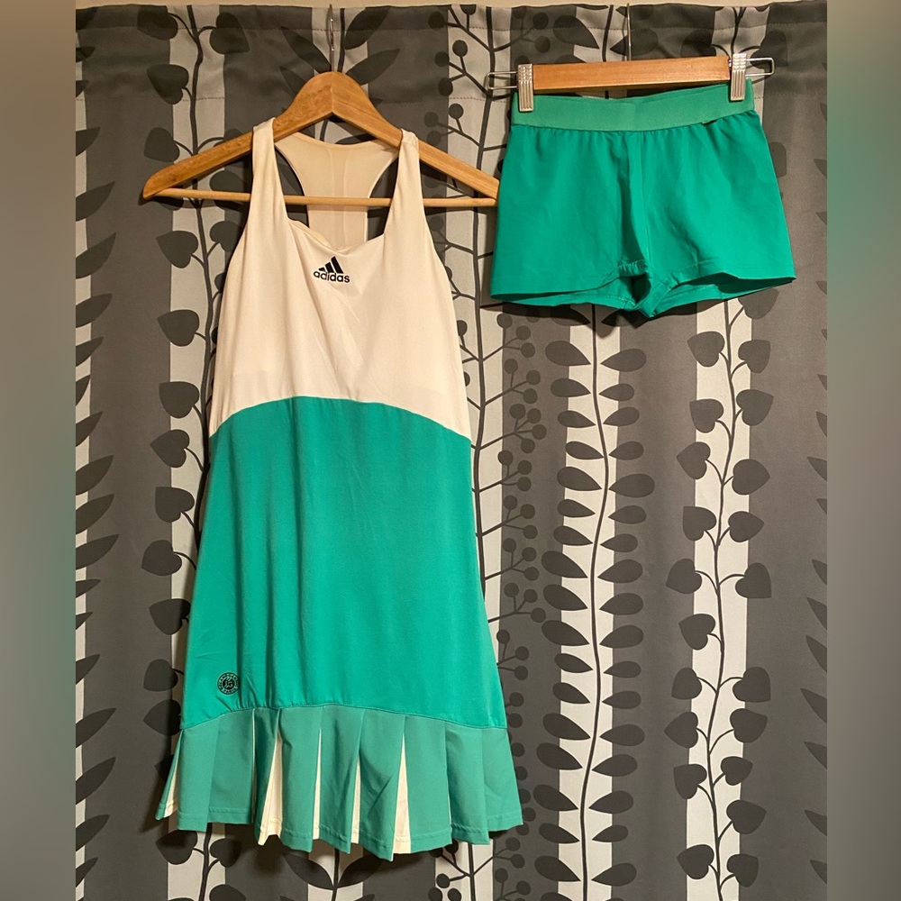 Green and White ADIDAS Tennis Dress with Shorts
